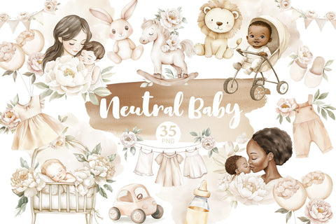 Neutral Baby Clipart | Baby Shower Graphics For Invitation SVG GlamArtZhanna 