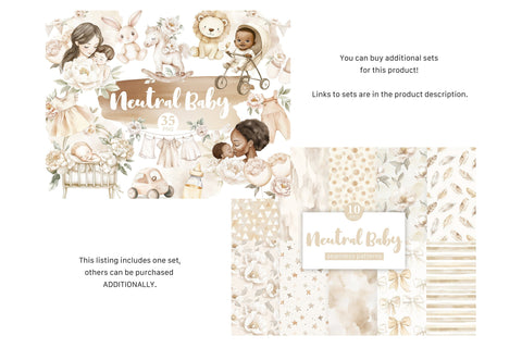 Neutral Baby Digital Paper | Baby Shower Pattern Digital Pattern GlamArtZhanna 