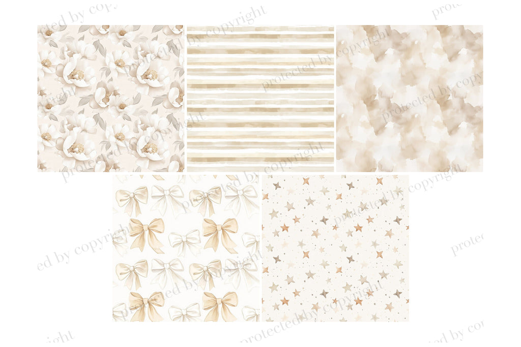 Neutral Baby Digital Paper | Baby Shower Pattern - So Fontsy