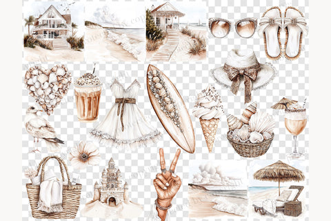 Neutral Beach Clip Art | Beige Summer Clipart SVG GlamArtZhanna 