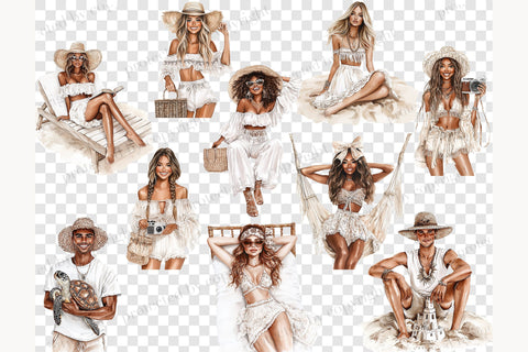 Neutral Beach Clip Art | Beige Summer Clipart SVG GlamArtZhanna 