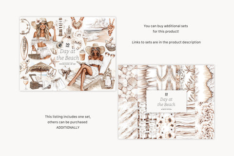 Neutral Beach Digital Papers | Palm and Tropical Patterns Digital Pattern GlamArtZhanna 