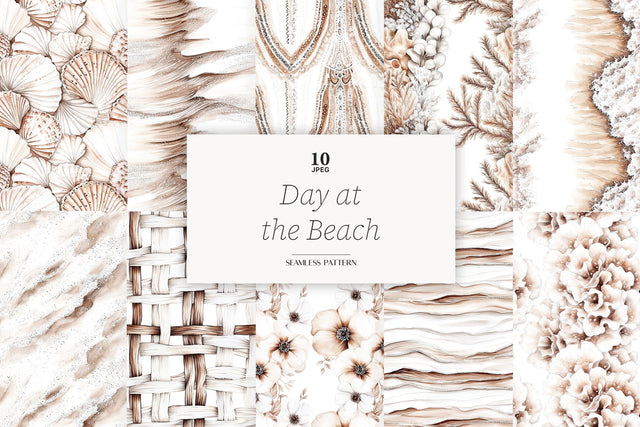 Neutral Beach Digital Papers | Palm and Tropical Patterns Digital Pattern GlamArtZhanna 