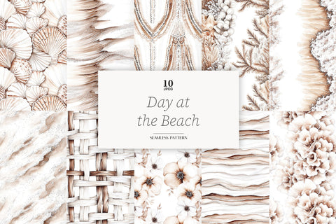 Neutral Beach Digital Papers | Palm and Tropical Patterns Digital Pattern GlamArtZhanna 