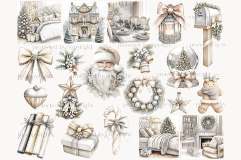 Neutral Christmas Clipart | Gold & Blush Holiday PNGs SVG GlamArtZhanna 