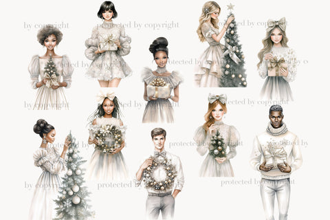 Neutral Christmas Clipart | Gold & Blush Holiday PNGs SVG GlamArtZhanna 