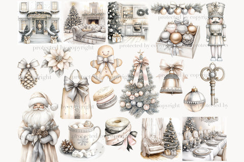 Neutral Christmas Clipart | Gold & Blush Holiday PNGs SVG GlamArtZhanna 