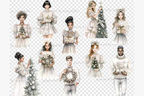 Neutral Christmas Clipart | Gold & Blush Holiday PNGs SVG GlamArtZhanna 