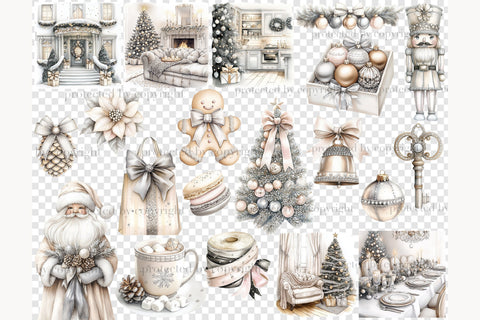 Neutral Christmas Clipart | Gold & Blush Holiday PNGs SVG GlamArtZhanna 