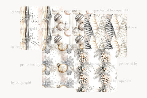 Neutral Christmas Seamless Paper | Gold Gray Winter Patterns Digital Pattern GlamArtZhanna 