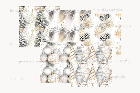 Neutral Christmas Seamless Paper | Gold Gray Winter Patterns Digital Pattern GlamArtZhanna 