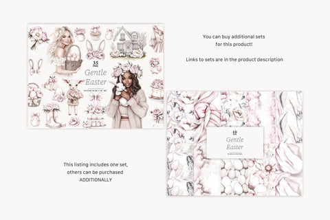 Neutral Easter Digital Papers | Pastel Spring Background Digital Pattern GlamArtZhanna 