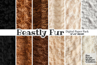Neutral Fur Pelt Wild Animal Texture | Zoo Safari Digital Pattern Fine Purple Elephant Creations 