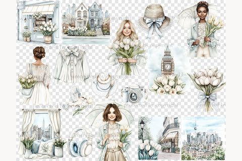 Neutral Spring Clipart | Tulips Bouquet PNG Bundle SVG GlamArtZhanna 