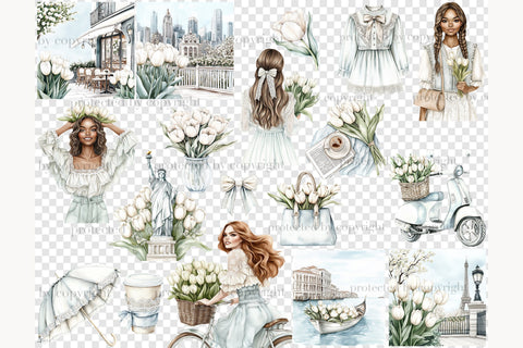 Neutral Spring Clipart | Tulips Bouquet PNG Bundle SVG GlamArtZhanna 