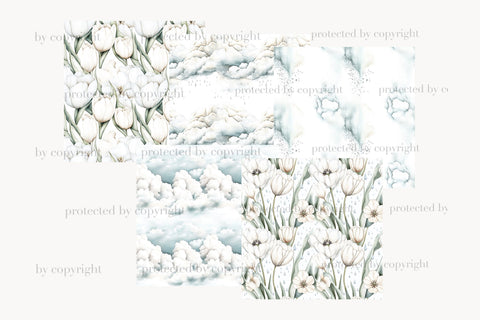 Neutral Spring Digital Paper | Tulips Pattern Digital Pattern GlamArtZhanna 