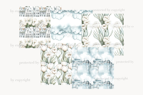 Neutral Spring Digital Paper | Tulips Pattern Digital Pattern GlamArtZhanna 