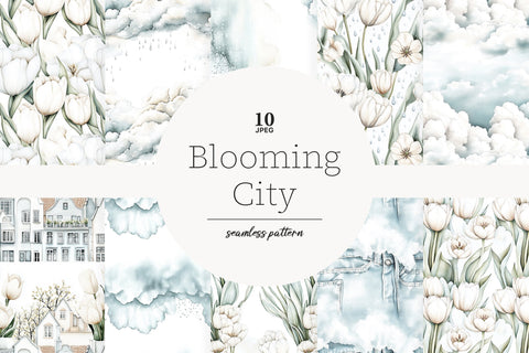 Neutral Spring Digital Paper | Tulips Pattern Digital Pattern GlamArtZhanna 