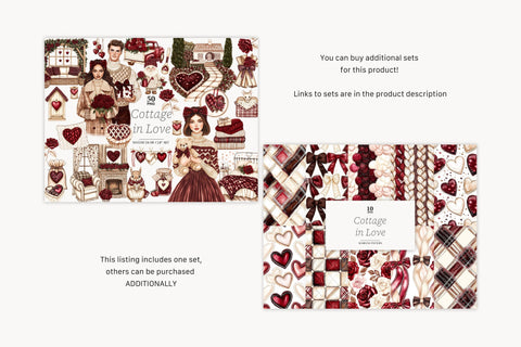 Neutral Valentines Paper | Rustic Love Romantic Pattern Digital Pattern GlamArtZhanna 