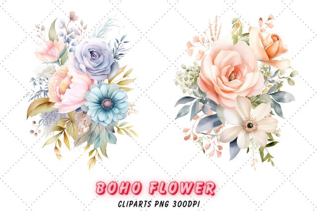 Neutral Watercolor Flowers - Watercolor Floral Clipart - Soft Neutral Flowers - Wedding Clipart - Watercolor Clipart Sublimation FloridPrintables 