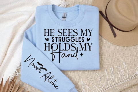 Never Alone Sleeve SVG Design, Christian Sleeve SVG, Faith SVG Design, Jesus Sleeve SVG SVG Regulrcrative 