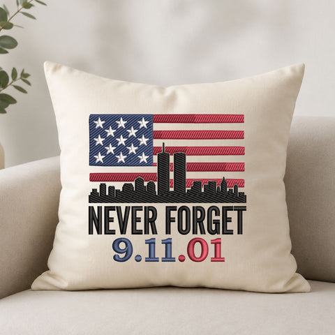 Never Forget 9.11.01 Machine Embroidery Design – 9/11 Memorial American Flag Embroidery File, Patriot Remembrance Design Embroidery/Applique DESIGNS PatternFeed8 