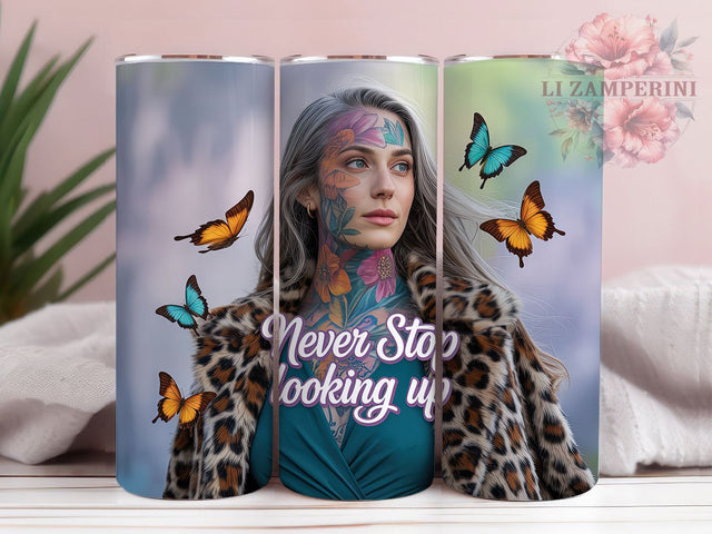 Never Stop Looking Up 20oz Tumbler, Inspirational Gift, Sublimation Wrap, Motivational Mug, 20oz Tumbler Design, Never Stop Looking Up Quote, Positive PNG Sublimation Li Zamperini 