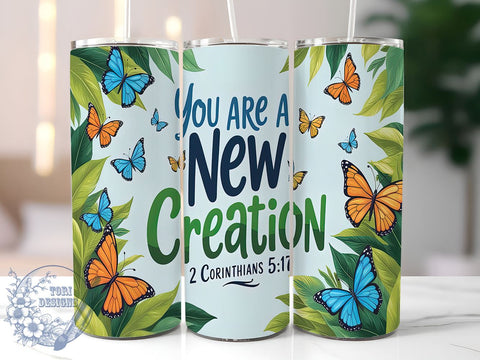 New Creation Tumbler, Christian Sublimation Wrap, 20oz Tumbler Design, Inspirational Drinkware, Faith Based Gifts, Bible Verse Tumbler, Religious Tumbler Wrap Sublimation ToriDesigns 