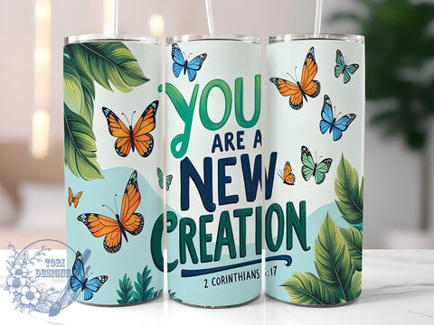 New Creation Tumbler, Christian Sublimation Wrap, 20oz Tumbler Design, Inspirational Drinkware, Faith Based Gifts, Bible Verse Tumbler, Religious Tumbler Wrap Sublimation ToriDesigns 