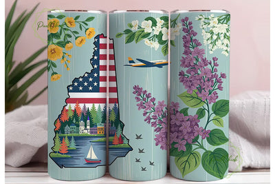 New Hampshire Patriotic Floral Tumbler Sublimation PixelChick 