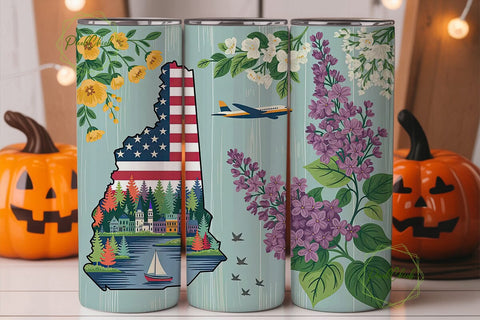 New Hampshire Patriotic Floral Tumbler Sublimation PixelChick 