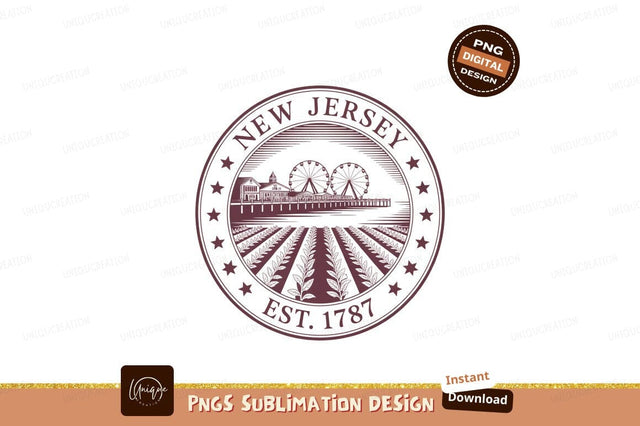 New Jersey pier with Ferris wheels and fields image Sublimation Designangry 