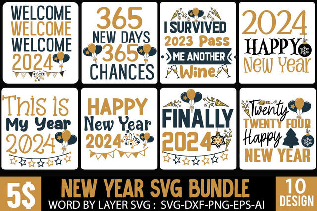 New Year 2024 SVG Bundle | Happy New Year 2024 | New Year | Happy New Year Sublimation Design, New Year 2024 SVG Cut File, 2024 New Year SVG bundle,New Year SVG Design 2024 Sublimation BlackCatsMedia 