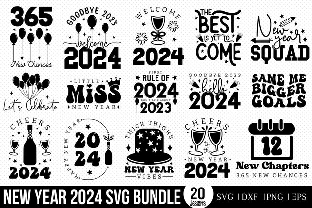 New Year 2024 SVG Bundle SVG CraftLabSVG 