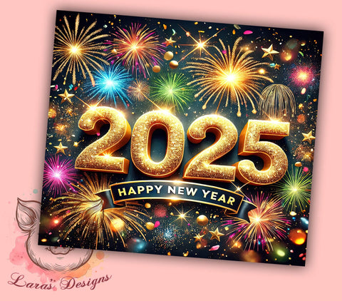 New Year 2025 20oz Tumbler Wrap, New Year Tumbler, 2025 Celebration Design, Holiday Drinkware, 20oz Sublimation, Festive Tumbler Wrap, New Year Gift, Party Decor Sublimation Lara' s Designs 