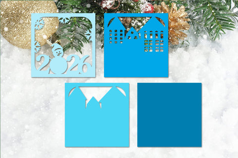 New year 2026 card, Christmas card Layered papercut SVG AnastasiyaArtDesign 