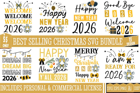 New Year 2026 SVG Bundle,New Year svg bundle,Happy New Year 2026 SVG Bundle,Celebrate New Year SVG bundle,New Year svg design,New Year T-Shirt Design Bundle SVG BlackCatsMedia 