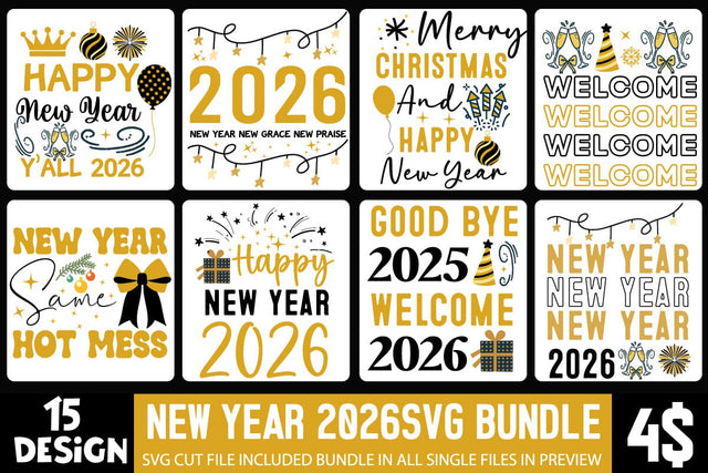 New Year 2026 SVG Bundle,New Year svg bundle,Happy New Year 2026 SVG bundle,New year T-Shirt Design bundle, 2026 New Year SVG Design,New Year SVG Design SVG BlackCatsMedia 