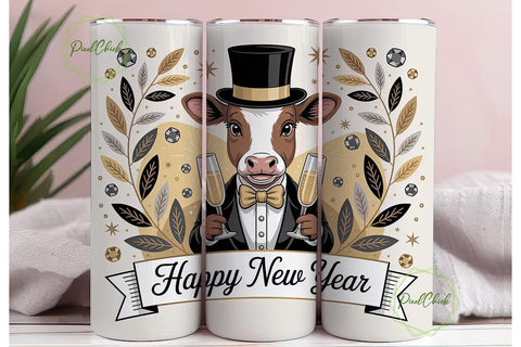 New Year Calf 20oz Tumbler Wrap Sublimation PixelChick 