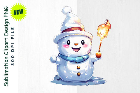 New Year Celebration Snowman with Sparkler Sublimation Clipart Sublimation Regulrcrative 