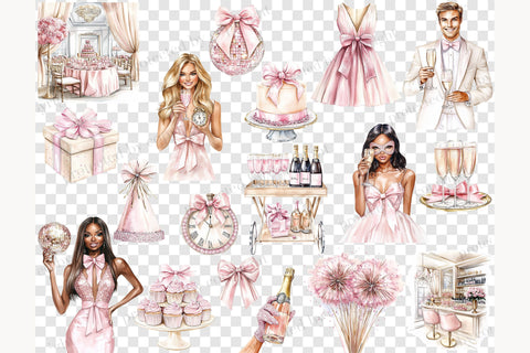 New Year Clipart PNG Bundle | Celebration Graphics Set SVG GlamArtZhanna 