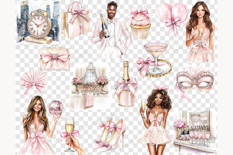 New Year Clipart PNG Bundle | Celebration Graphics Set SVG GlamArtZhanna 