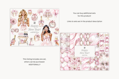 New Year Clipart PNG Bundle | Celebration Graphics Set SVG GlamArtZhanna 