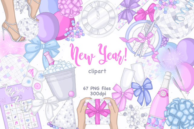 New Year Clipart PNG | Christmas Party Clipart PNG SVG GlamArtZhanna 