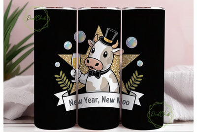 New Year Cow Tumbler Wrap PNG Sublimation PixelChick 