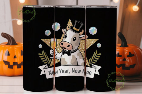 New Year Cow Tumbler Wrap PNG Sublimation PixelChick 