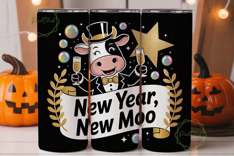 New Year Cow Tumbler Wrap PNG Sublimation PixelChick 