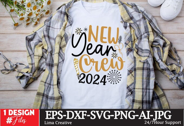 New Year Crew 2024 SVG Cut File,Happy New Year ,New Year Sublimation ,New Year T-shirt Design, New Year Retro ,New Year Clip Art,NEw Year SVG Bundle SVG Insomnia Std 