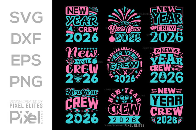 New Year Crew 2026 SVG Bundle | Holiday Team T-Shirt Designs SVG ETC Craft 