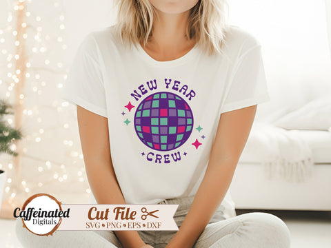 New Year Crew Disco Ball SVG Caffeinated SVGs 